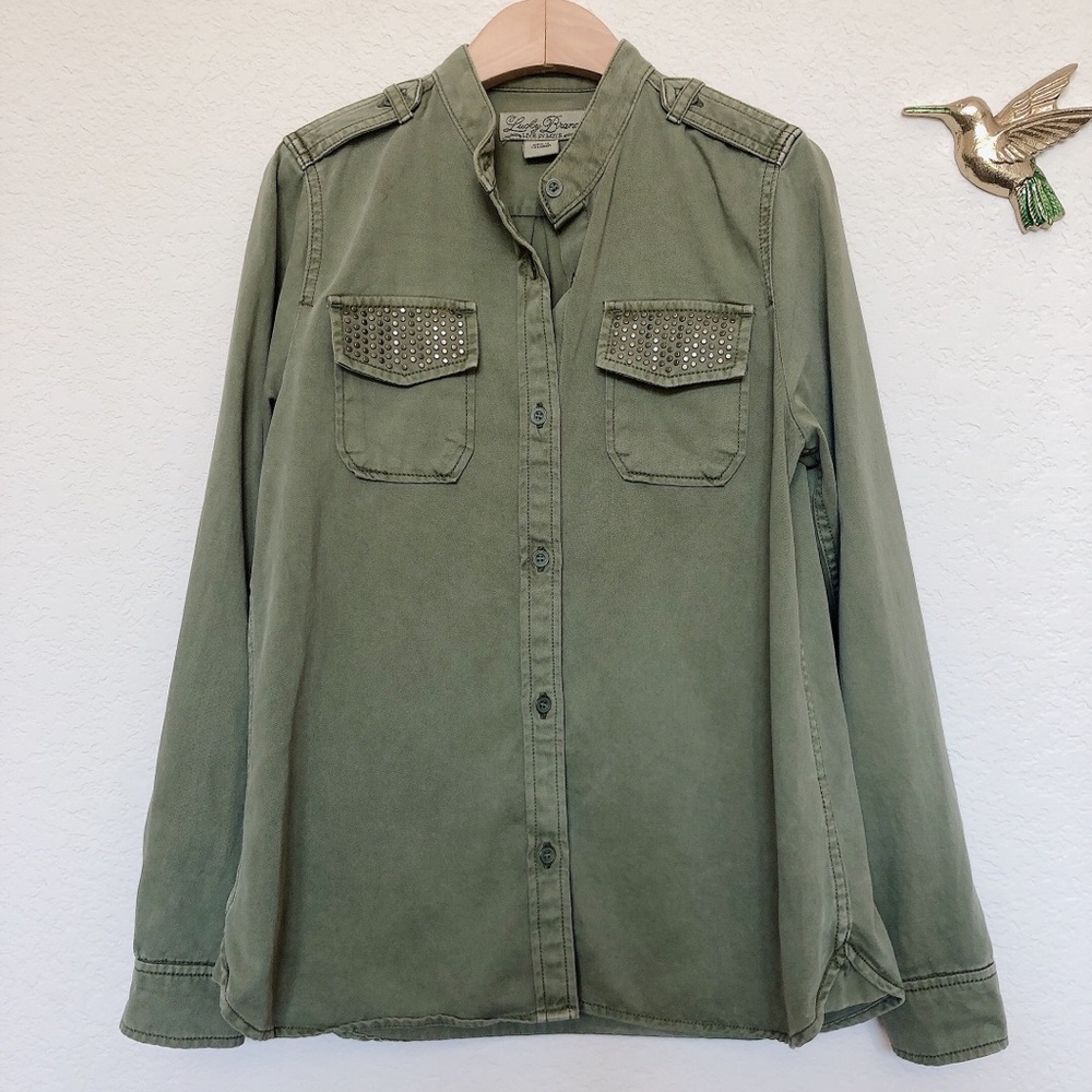 Lucky Brand Stud Shirts Jacket Khaki S